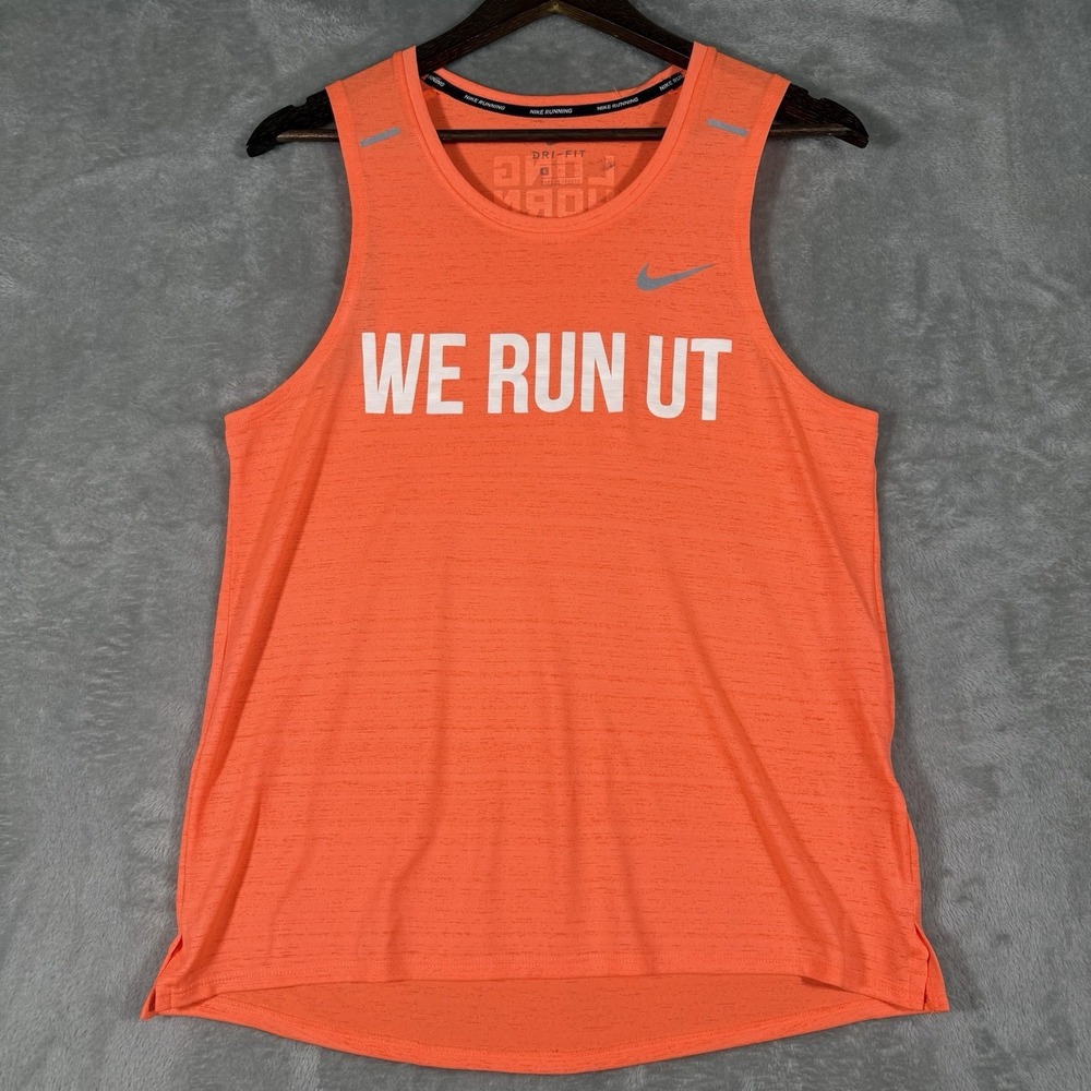 Nike We Run UT Athletic Racerback Tank Running Womens Smalll Orange Hook 'Em Tex - Picture 2 of 7